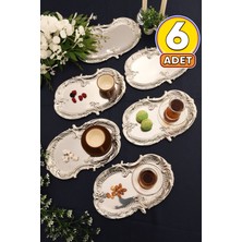 Özbience Şık Gümüş Sunum Tepsisi Seti, Paslanmaz Bulut Tasarım, 6'lı Paket