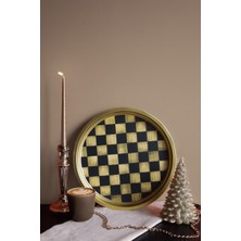 Özbience Şık Ev Desenli Dekoratif Metal Tepsi, Zarif ve Fonksiyonel Tasarım