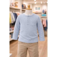 Melisa Ticaret 12–18 Ay Kışlık Erkek Bebek Açık Mavi Pamuklu Uzun Kollu Sweatshirt