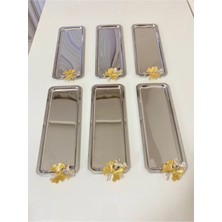 Özbience 6'lı Lüx Paslanmaz Çelik Kelebekli Sunum ve Ikram Tepsisi