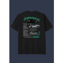 The Granch Lamborghını-Premium Kalite Oversize Sırt Baskılı %100 Pamuk Tişört / T-Shirt