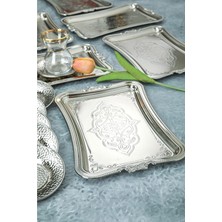 Özbience 25 cm Paslanmaz Metal Kahve Sunum Tepsisi, Gümüş Kaplama