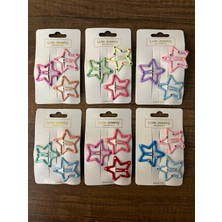 Gülümse Gel Kız Çocuk Çıtçıt Toka Deniz Yıldızı Yıldız Figürlü Renkli 1 Kart 3'lü Çıtçıtlı Toka Seti