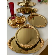 Özbience Parlak Gold Oval Servis ve Sunum Tepsisi 6'lı, 20X25 cm