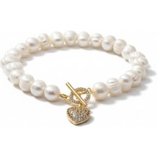 Lunel Accessory El Yapımı Doğal Inci Bileklik – Zirkon Taşlı Kalp Detaylı