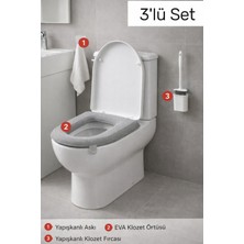 Primeaks 3’lü Banyo Seti – Eva Klozet Süngeri, Duvara Yapışan Klozet Fırçası ve 5 Kancalı Yapışkanlı Askı