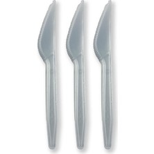 Gri Renk Lüks Plastik Bıçak 25 Adet