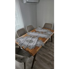 Zesa Home Keten Üzerine Ağar Güpürlü 5 Parça Lüx Salon Takımları