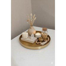 Özbience Yuvarlak Polyester Mum Tepsisi, Şık ve Dayanıklı Dekorasyon Aksesuarı