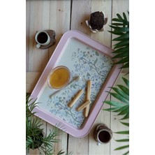 Özbience Pembe Desenli Dikdörtgen Tepsi 32X43 Cm, Şık ve Kullanışlı Tasarım