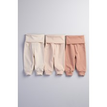 Bondberro 3'lü Takım Yüksek Bel Yeni Doğan ve Bebek Taytı ( Kahve-Bej-Krem )