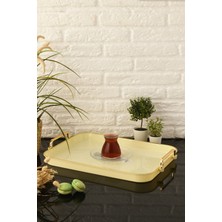 Özbience Elisa Altın Yaldızlı Krem Tepsi 40X26,5 cm Şık ve Zarif Tasarım