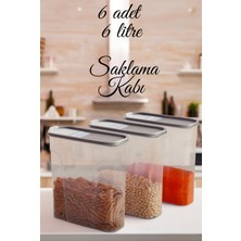 Erzak Bakliyat Kiler Saklama Kabı  6 Adet Set Lüks Şık Kutu Çeyiz Seti 6 Lt Mama Kabı