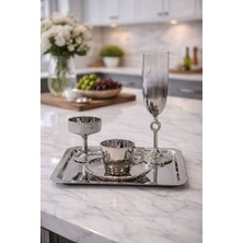 Özbience Şık Gümüş Kahve Sunum Seti, Fincan, Lokumluk ve Tepsi ile Zarafet