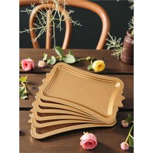 Özbience 6'lı Altın Kurdale Kahve Sunumluk Tepsi, Plastik, Kelebek Desenli