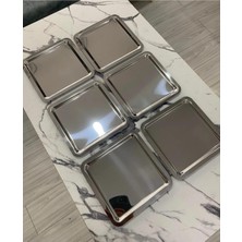 Özbience 6'lı Paslanmaz Çelik Kare Servis Tepsisi 21X21CM, Şık ve Kullanışlı Ürün