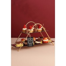 Özbience Üçgen Gold Aynalı Kahve Yanı Sunumluk Dekoratif Organizer Mdf Ahşap