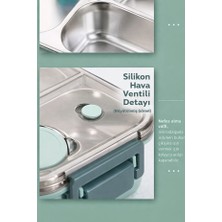 Hestuna Turkuaz Paslanmaz Çelik Lunch Box 2 Bölmeli, Sosluklu, Bpa Free | Beslenme Kutusu, Sefer Tası