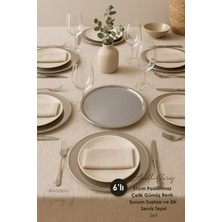 Özbience 6'lı 31CM Paslanmaz Çelik Gümüş Renk Sunum ve Servis Tepsi Seti