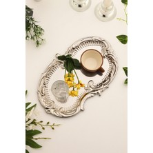 Özbience Paslanmaz Bulut Model Kahve Sunum Tepsisi Gümüş 1 Adet