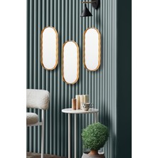 Özbience Aynalı Sunumluk Oval Gold 3'lü Set, 12X30 Cm, Şık Kahve Tepsisi