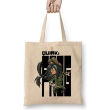 Toyaso My Hero Tsuyu Asui Beyaz Bez Çanta Uzun Saplı Alışveriş Çantası Plaj Çantası