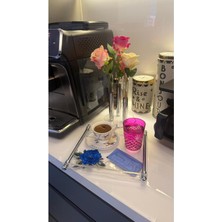 Özbience Şık Gümüş Renkli Kahve Sunum Borusu Kulp Seti