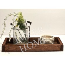 Özbience Şık Masif Ahşap Dikdörtgen Tepsi, Düzenleyici ve Dekoratif Organizer