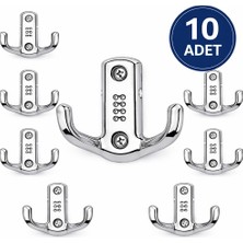 DESIPHON 10 Adet Çiftli Krom Metal Duvar Askısı Portmanto Vestiyer Elbise Askılığı