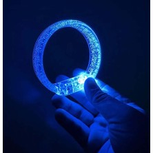 Mavi LED Işıklı Baskı Yapılabilen Pilli Bileklik Bilezik 1,5 cm Genişlik