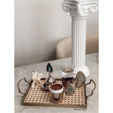 Özbience Doğal Hazeran Rattan Galvaniz Sunum Tepsi, Şık ve Dayanıklı Tasarım