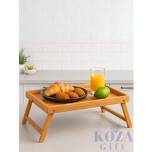 Özbience Katlanır Ahşap Tasarım Yatak Keyfi Tepsisi, Şık ve Fonksiyonel