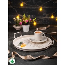 Özbience Şık Metal Sunum Tepsisi 24 Cm, Kahve, Çay ve Dekorasyon Için Ideal