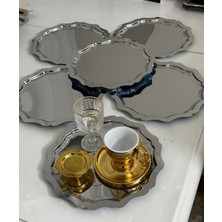 Özbience 6'lı Paslanmaz Çelik Yuvarlak Dalgalı Servis ve Sunum Tepsisi