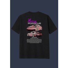 The Granch Porche-Premium Kalite Oversize Sırt Baskılı %100 Pamuk Tişört / T-Shirt