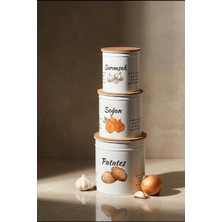 Özbience 3 Katlı Ahşap Kapaklı Metal Sebzelik Sepet Beyaz