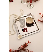 Özbience Paslanmaz Kare Kahve Sunum Tepsisi, Gümüş Renk, Şık ve Dayanıklı