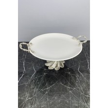 Özbience Gümüş Kand Metal Ayaklı Porselen Sunumluk, Şık ve Zarif Tasarım