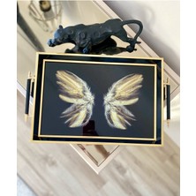 Özbience Kelebek Desenli Lüx Çay ve Servis Tepsisi, Şık Sunum Için Ideal