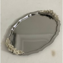 Özbience Oval Gümüş Kaplama Çelik Servis Sunum Tepsisi – 1 Adet