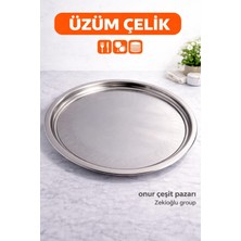 Muhtelif Çelik Tepsi No : 7  Çelik Sini Yemek Tepsisi Paslanmaz Tepsi Yuvarlak