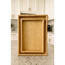 Özbience Iki Parça Bambu Ahşap Dikdörtgen Tepsi Sunum Seti (40X30 ve 35X25)