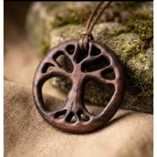 Kaktüs Jack El Yapımı Mitolojik Hayat Ağacı Ceviz Ağacından 5 cm Şans ve Hayat Kolyesi