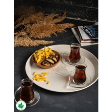 Özbience 38CM Metal Yuvarlak Servis ve Sunum Tepsisi, Kaktüs Desenli Kulpsuz