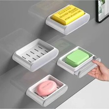 Bulut 2 Adet Yapışkanlı Sabunluk & Sünger Rafı – Süzgeç, Su Hazneli