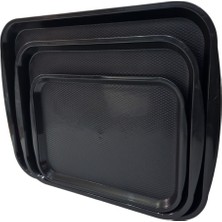 Özbience 3 Boy Abs Plastik Siyah Servis Tepsisi, Şık ve Kullanışlı Tasarım