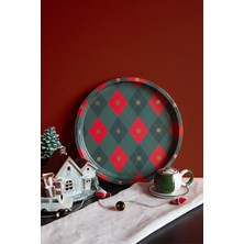 Özbience Yılbaşı Temalı Dekoratif Metal Tepsi, Zarif Baklava Deseni