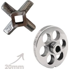 Russet 22 Numara 20 mm 2'li Kıyma Makinesi Ayna ve Bıçak Seti
