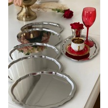 Özbience 6'lı 20X25 cm Oval Dalgalı Gümüş Kaplama Sunum Tepsisi