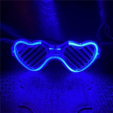 Mavi LED Işıklı Kalp Gözlük – 3 Modlu Parti & Glow Gözlüğü